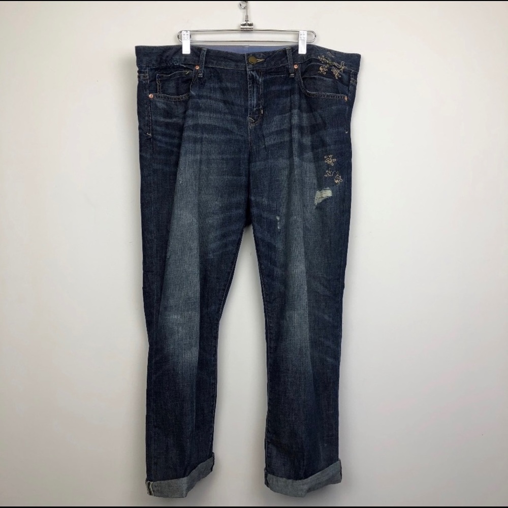 Gap 1969 Destructed Embroidered Straight Jeans